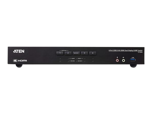 ATEN CS1844 4-Port USB 3.0 4K HDMI Dual Display KVMP Switch - Omkopplare för tangentbord/video/mus/ljud/USB - 4 x KVM/ljud/USB - 1 lokal användare -