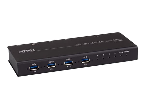 ATEN US3344I - USB-växel - 4 x USB 3.2 Gen 1 - skrivbordsmodell, rackmonterbar - Likström