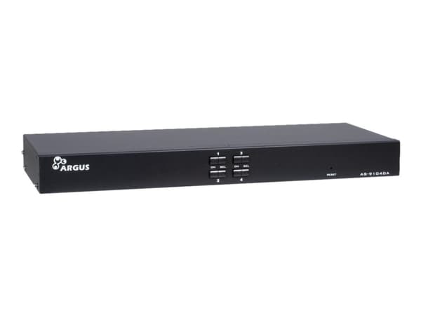 Argus AS-9104DA - KVM / lydsvitsj - 4 x KVM/lyd - 1 lokalbruker - stasjonær, rackmonterbar Sort