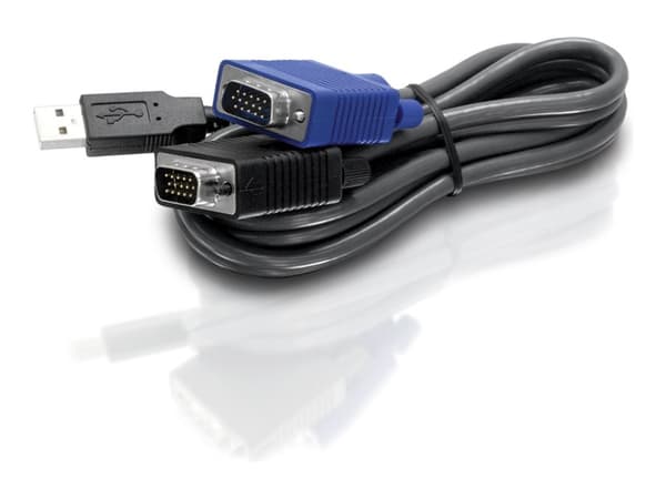 TRENDnet TK CU15 - Tangentbords-/video-/muskabel - USB, HD-15 (VGA) (hane) till HD-15 (VGA) (hane) - 4.5 m - svart