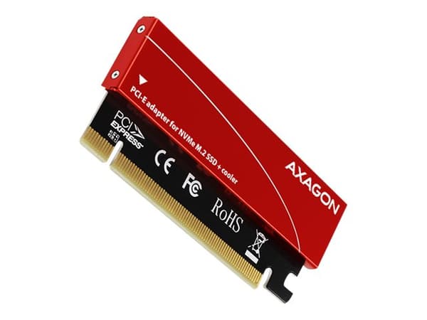 AXAGON PCEM2-S - Gränssnittsadapter - M.2 - M.2 NVMe Card - PCIe 3.0 x16 Svart, Röd