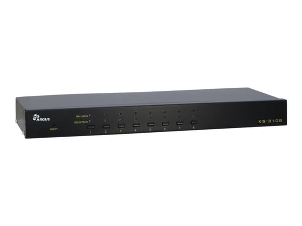 Argus KVM KS-3108 - Omkopplare för tangentbord/video/mus - 8 x KVM port(s) - 1 lokal användare - rackmonterbar