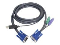 ATEN Intelligent KVM Cable 2L-5502UP - Tangentbords-/video-/muskabel - USB, HD-15 (VGA) (hane) till PS/2, HD-15 (VGA) - 1.8 m