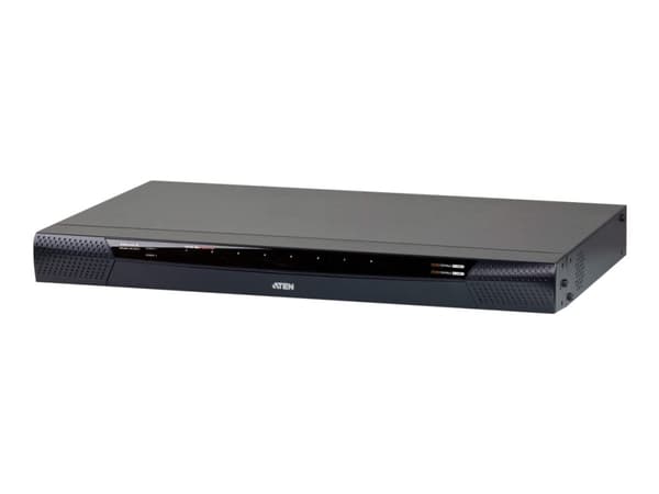 ATEN KVM over IP KN1108VA - KVM-svitsj - Styrt - 8 x KVM port(s) - 1 lokalbruker - 1 IP-bruker - stasjonær, rackmonterbar Sort