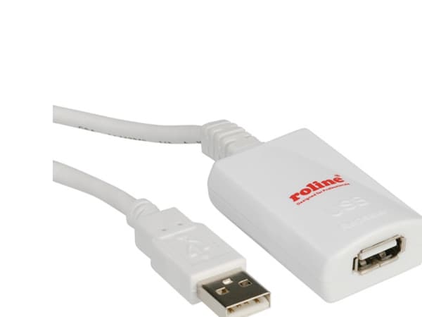 ROLINE 5m USB 2.0 A, 5 m, USB A, USB A, USB 2.0, Hane/Hona, Vit