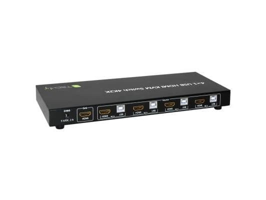 Techly 4x1 USB HDMI KVM Switch 4Kx2K IDATA KVM-HDMI4U, 3840 x 2160 pixlar, Svart