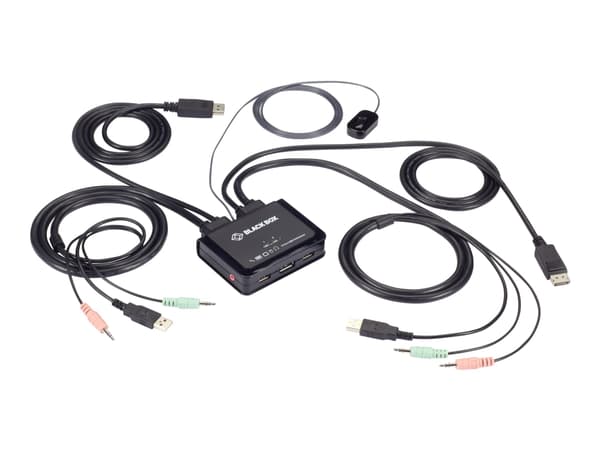Black Box 4K60 DisplayPort Cable KVM Switch - KVM / lyd / USB-svitsj - 2 x KVM/lyd/USB - 1 lokalbruker - stasjonær