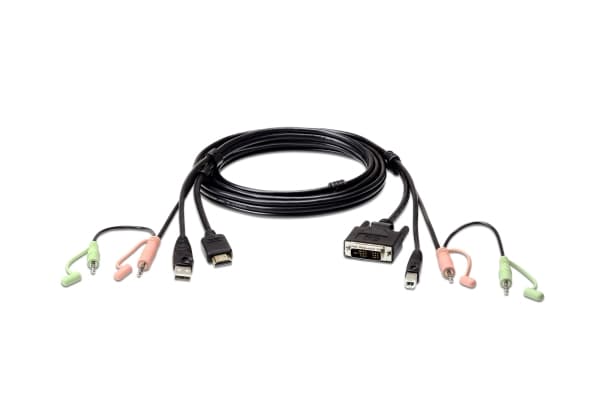 ATEN 2L-7D02DH - Tangentbords-/video-/muskabel - USB, HDMI, 2 x stereo mini jack (hane) till USB typ B, DVI-D, 2 x stereo mini jack (hane) - 1.8 m -