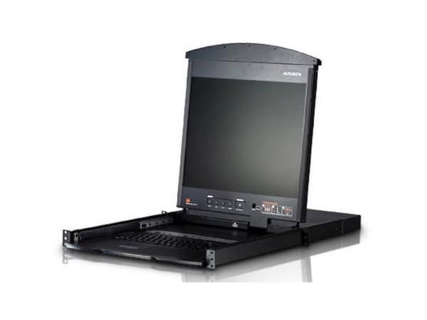 Aten 16-portars Cat 5 Dual Rail LCD KVM-switch med kedjekopplingsport, 1920 x 1200 pixlar, WUXGA, Rackmontering, 2U, Svart