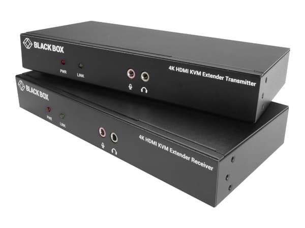 Black Box KVX Series KVM Extender over Fiber - 4K, Single-Head, HDMI, USB 2.0, Serial, Audio, Local Video - Sender og mottaker - KVM / lyd / seriell