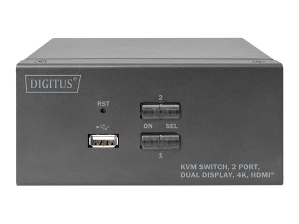 DIGITUS DS-12860 - KVM / lyd / USB-svitsj - 2 x KVM/lyd/USB - 1 lokalbruker - stasjonær