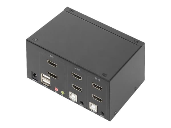 DIGITUS DS-12860 - KVM / lyd / USB-svitsj - 2 x KVM/lyd/USB - 1 lokalbruker - stasjonær
