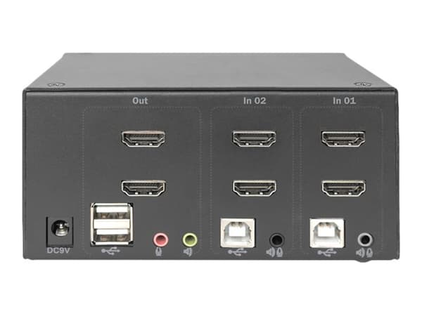 DIGITUS DS-12860 - KVM / lyd / USB-svitsj - 2 x KVM/lyd/USB - 1 lokalbruker - stasjonær