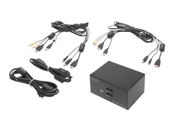 DIGITUS DS-12860 - KVM / lyd / USB-svitsj - 2 x KVM/lyd/USB - 1 lokalbruker - stasjonær
