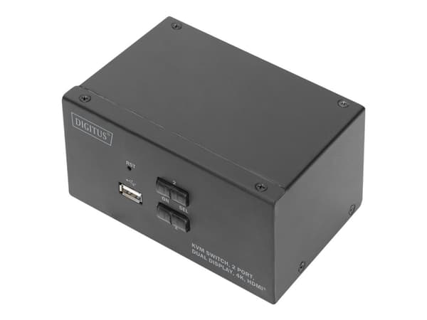 DIGITUS DS-12860 - KVM / lyd / USB-svitsj - 2 x KVM/lyd/USB - 1 lokalbruker - stasjonær Sort