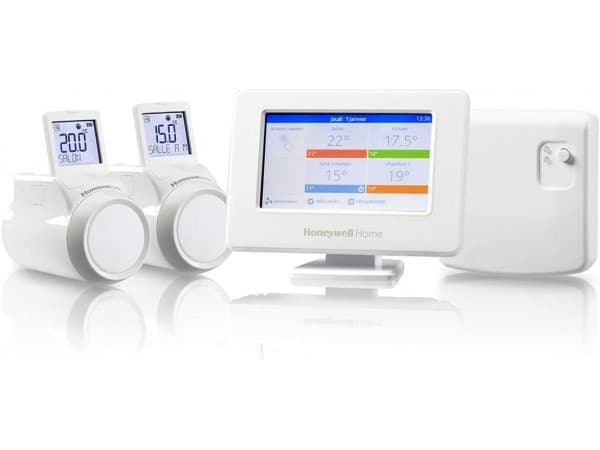 Honeywell THR99C3112 Rinkinys Evohome: sterownik, podstawa su adapteriu, modul przekaznikowy, 2 regulatory HR92, 2 y adapterów, 2 podstawki