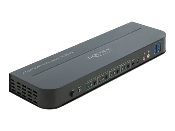 Delock - Omkopplare för tangentbord/video/mus/ljud - 4 x KVM/ljud - 1 lokal användare - skrivbordsmodell Svart