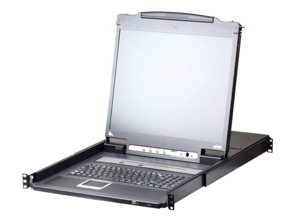 ATEN Slideaway CL5708IM - KVM-konsoll med KVM-svitsj - 8 porter - PS/2, USB - 17" - kan monteres i rack - 1280 x 1024 @ 75 Hz - 250 cd/m² - 1000:1 - Sort