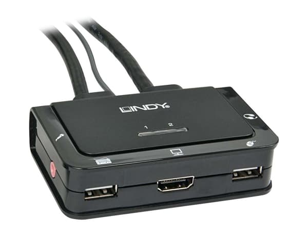 Lindy Compact 2 Port KVM Switch - KVM-svitsj - 2 x KVM/lyd/USB - 1 lokalbruker - stasjonær