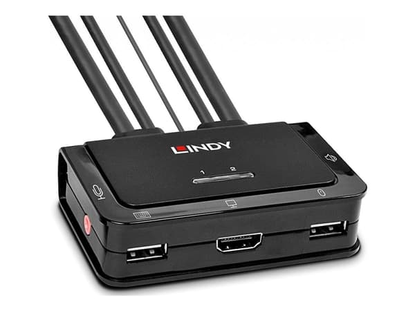 Lindy Compact 2 Port KVM Switch - KVM-svitsj - 2 x KVM/lyd/USB - 1 lokalbruker - stasjonær