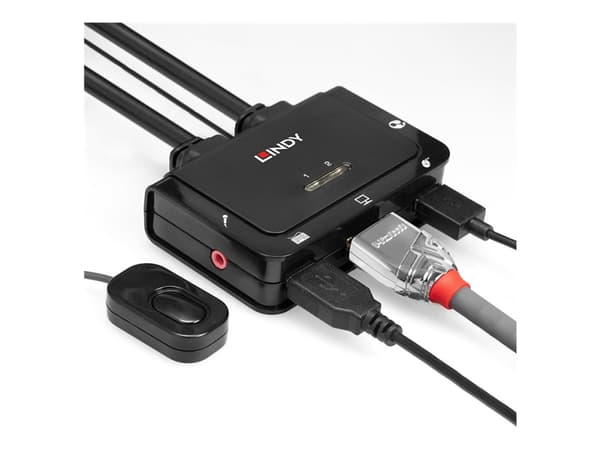 Lindy Compact 2 Port KVM Switch - KVM-svitsj - 2 x KVM/lyd/USB - 1 lokalbruker - stasjonær