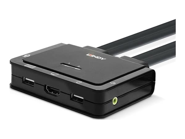 Lindy Compact 2 Port KVM Switch - KVM-svitsj - 2 x KVM/lyd/USB - 1 lokalbruker - stasjonær Sort