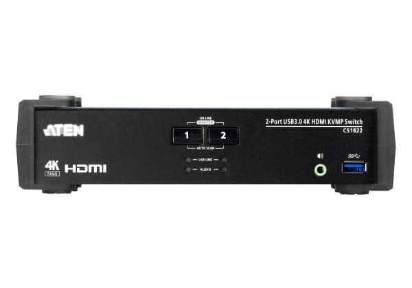 ATEN CS1822-AT-G, 4096 x 2160 pikseliä, 4K Ultra HD, 1,78 W, Musta