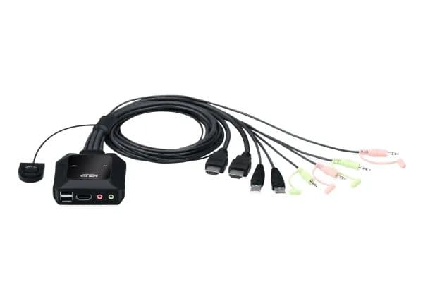 ATEN CS22H - KVM / lyd / USB-svitsj - 2 x KVM/lyd/USB - 1 lokalbruker - stasjonær - for VanCryst VS182B, VS184B Sort