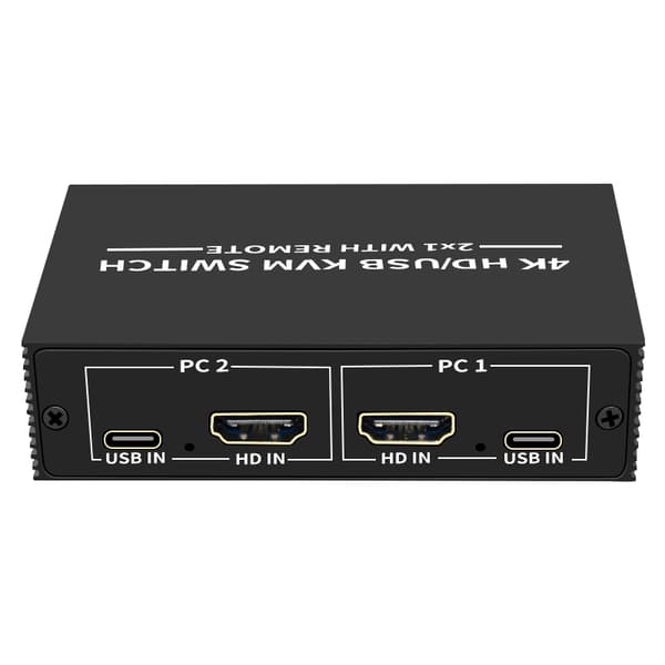 NÖRDIC KVM Switch 2 PC to 1 HDMI 2.0 and 4xUSB for Xbox, PS5, Laptop
