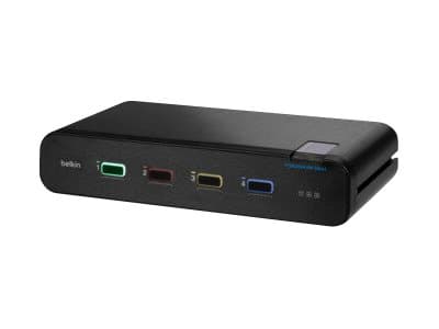 Belkin Universal Secure Dual-Head - 2. generasjon - KVM / lydsvitsj - 4 x KVM/lyd - 1 lokalbruker - stasjonær - TAA-samsvar Sort