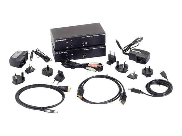 Black Box KVX Series KVM Extender over Fiber - 4K, Dual-Head, HDMI/DisplayPort, USB 2.0, Serial, Audio, Local Video - Förlängare för tangentbord/vide