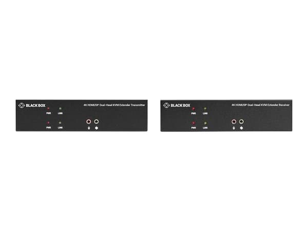 Black Box KVX Series KVM Extender over Fiber - 4K, Dual-Head, HDMI/DisplayPort, USB 2.0, Serial, Audio, Local Video - Förlängare för tangentbord/vide