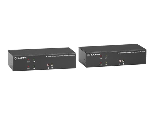 Black Box KVX Series KVM Extender over Fiber - 4K, Dual-Head, HDMI/DisplayPort, USB 2.0, Serial, Audio, Local Video - Förlängare för tangentbord/vide