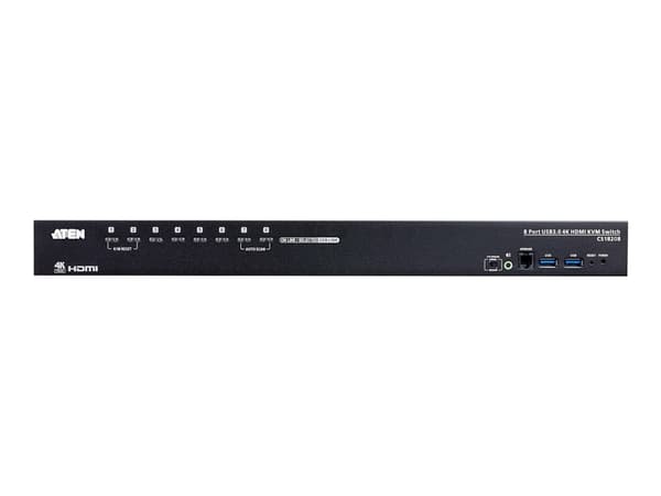 ATEN CS18208 - Omkopplare för tangentbord/video/mus/ljud/USB - 8 x KVM/ljud/USB - 1 lokal användare - rackmonterbar - Likström
