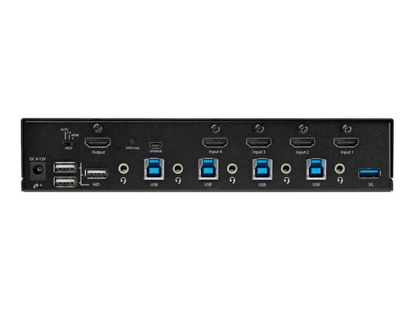 StarTech.com 4 Port HDMI KVM Switch, Single Monitor 4K 60Hz Ultra HD HDR, Desktop HDMI 2.0 KVM Switch with 2 Port USB 3.0 Hub (5Gbps) & 4x USB 2.0 HI