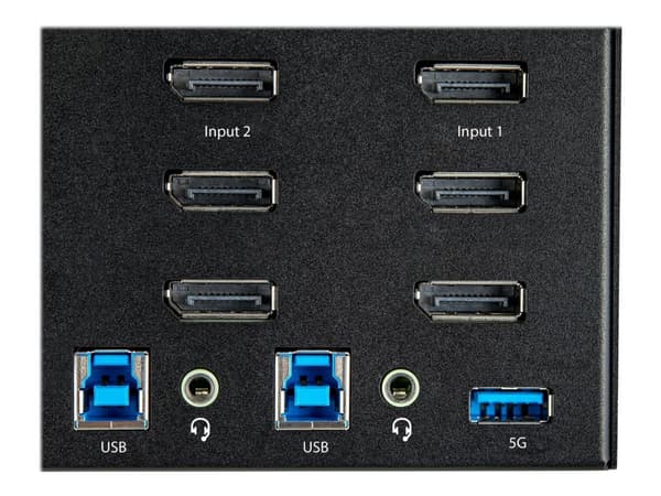 StarTech.com 2 Port Triple Monitor DisplayPort KVM Switch, 4K 60Hz UHD HDR, Desktop 4K DP 1.2 KVM with 2 Port USB 3.0 Hub (5Gbps) & 4x USB 2.0 HID Po