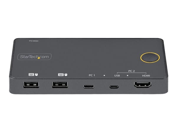StarTech.com 2 Port Hybrid USB-A + HDMI & USB-C KVM Switch, Single 4K 60Hz HDMI 2.0 Monitor, Compact Desktop and/or Laptop HDMI KVM Switch, USB Bus P