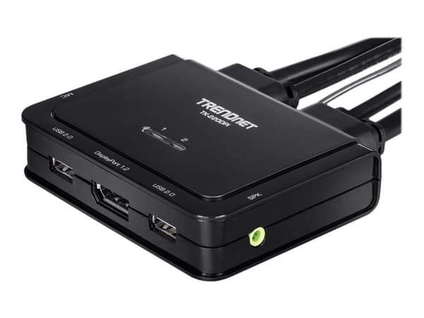 TRENDnet TK 220DPI - KVM / lydsvitsj - 2 x KVM/lyd - 1 lokalbruker - stasjonær - TAA-samsvar Sort