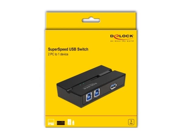 Delock - USB-växel - 2 x USB 3.1 Gen 1 - väggmonterbar, bordsmonterbar