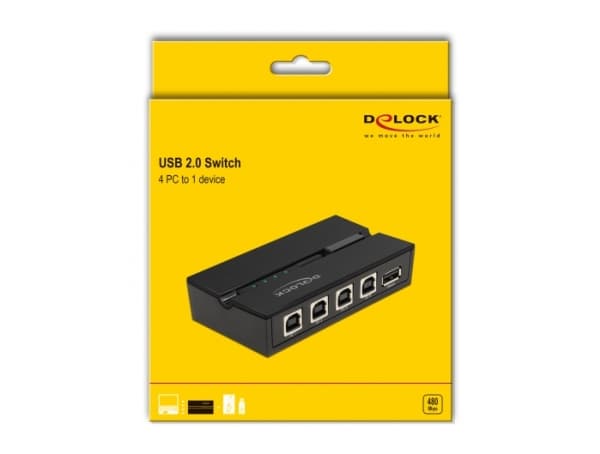 Delock - USB-växel - 4 x USB 2.0 - väggmonterbar, bordsmonterbar