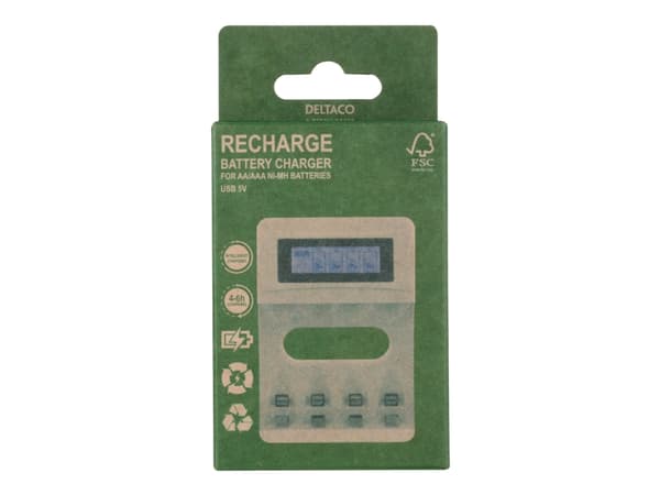 DELTACO - 4-6 t batterilader - (for 4xAA/AAA) - hvit