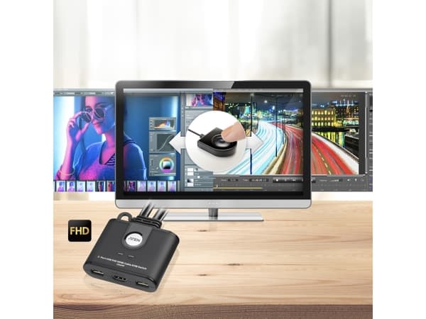 ATEN CS22HF - Omkopplare för tangentbord/video/mus/USB - 2 x KVM / USB - 1 lokal användare - skrivbordsmodell