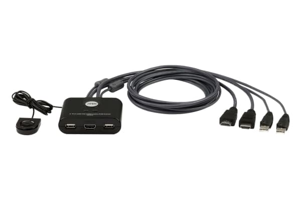 ATEN CS22HF - Omkopplare för tangentbord/video/mus/USB - 2 x KVM / USB - 1 lokal användare - skrivbordsmodell