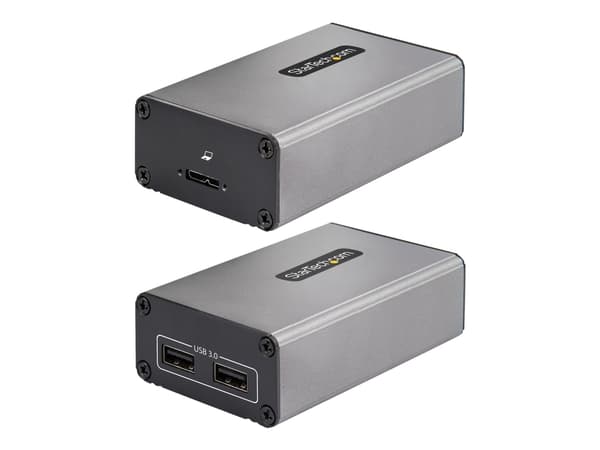 StarTech.com 2-Port USB 3.0 Extender over OM3 Multimode Fiber, LC/LC, 2x 5Gbps USB-A Hub, 350m (1150ft) Range, Durable USB Fiber Optic Extender, Incl