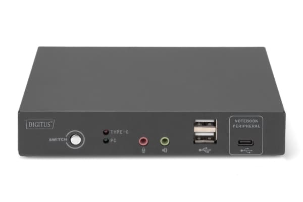 DIGITUS DS-12901 - Omkopplare för tangentbord/video/mus/ljud/USB - 4k30hz, usb-c/usb/hdmi in, hdmi out, network - skrivbordsmodell