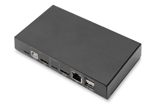 DIGITUS DS-12901 - Omkopplare för tangentbord/video/mus/ljud/USB - 4k30hz, usb-c/usb/hdmi in, hdmi out, network - skrivbordsmodell