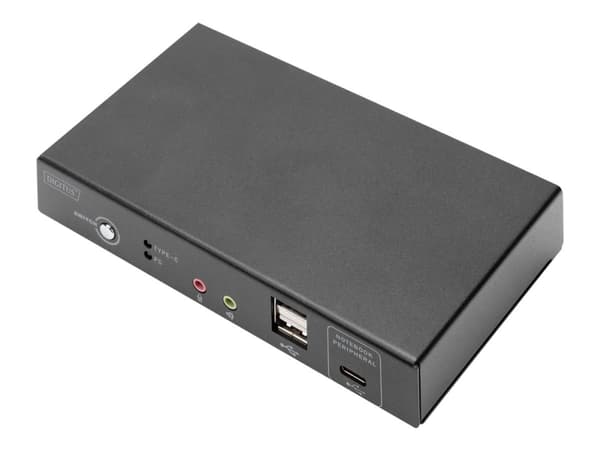 DIGITUS DS-12901 - Omkopplare för tangentbord/video/mus/ljud/USB - 4k30hz, usb-c/usb/hdmi in, hdmi out, network - skrivbordsmodell Svart