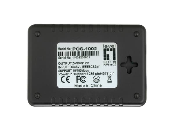 LevelOne POS-1002 nätverksdelare Black Power over Ethernet (PoE)