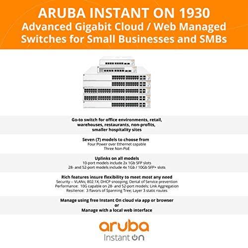 Hewlett Packard Enterprise HPE Aruba Instant On 1930 8G 2SFP Switch - Switch - L3 - hanterad - 8 x 10/100/1000 + 2 x Gigabit SFP - rackmonterbar (JL68