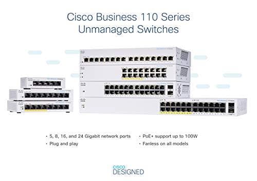 Cisco Business CBS110-16T-D Unmanaged Switch | 16 GE-portar | Begränsat livstidsskydd (CBS110-16T-D)